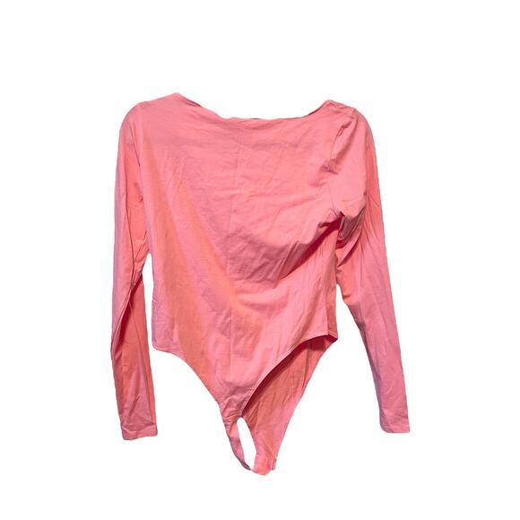 H&M Pink Corset Style Long Sleeve Bodysuit Pink Size Medium - Picture 3 of 5